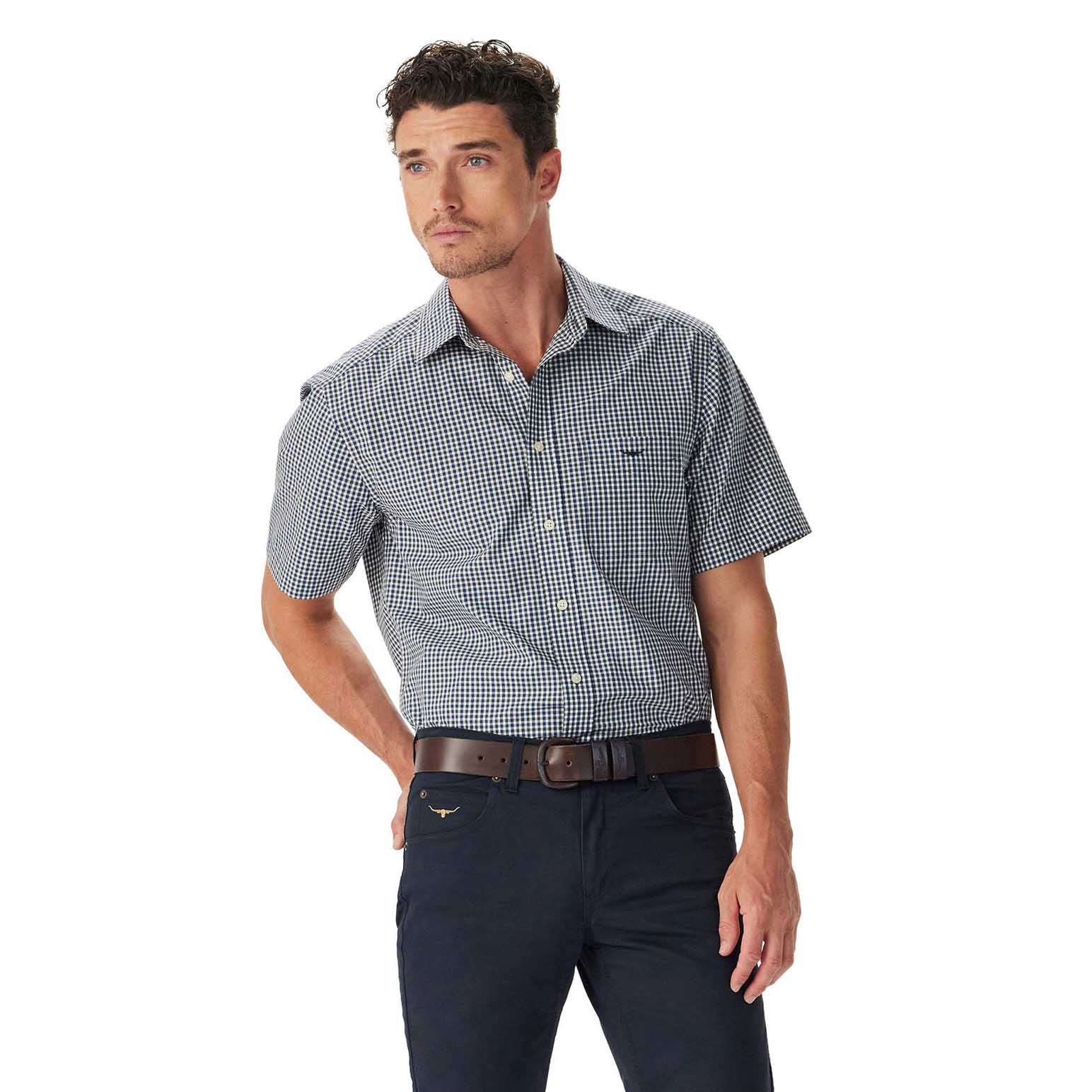R.M. Williams Mogo Poplin Check Short Sleeve Shirt
